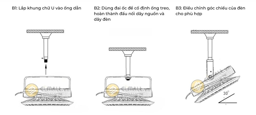 Hướng dẫn lắp đặt Đèn sân Pickleball 240W BY236