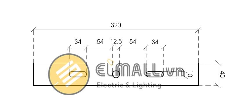 Kích thước quai đèn LED pha module chiếu sáng sân Pickleball BVP575 100W