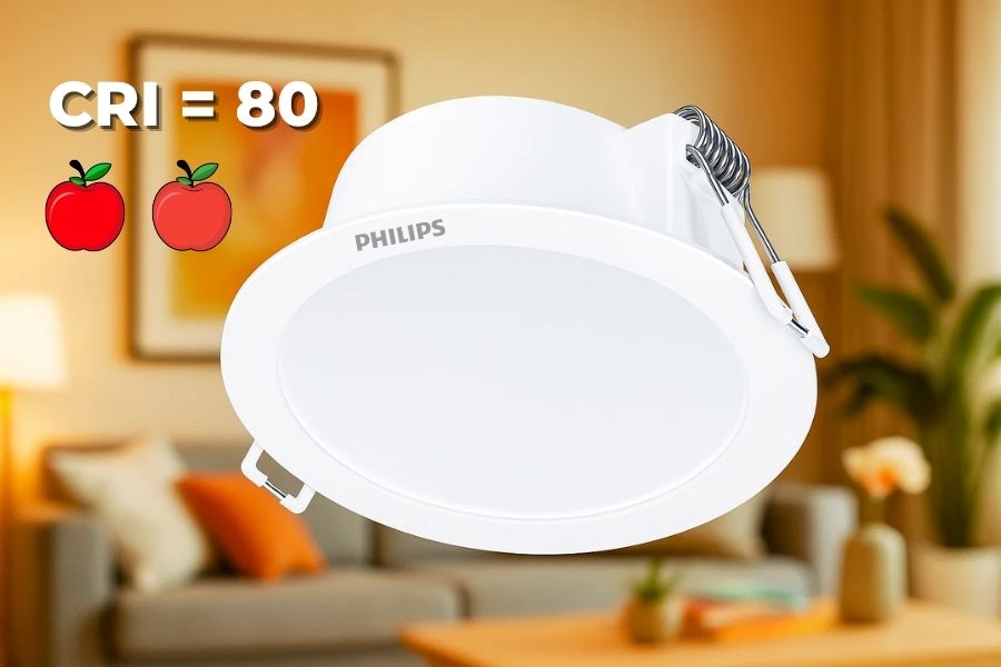 Đèn LED âm trần 10W DL190B Eridani Philips D125 4 Đèn âm trần DL190B Philips có chỉ số hoàn màu CRI = 80