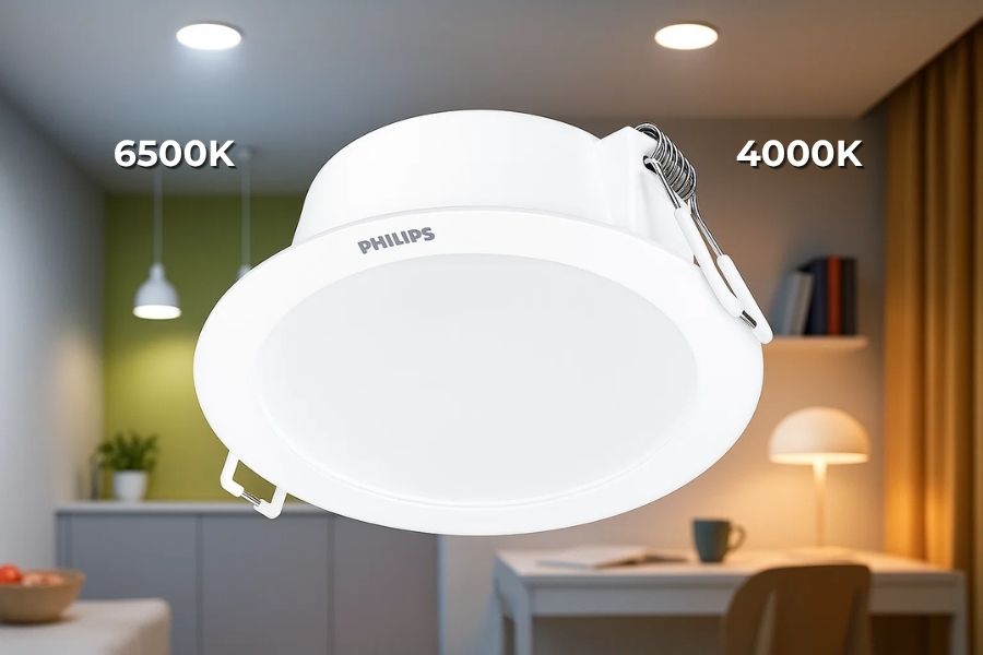 Đèn LED âm trần 10W DL190B Eridani Philips D125 6 Đèn LED âm trần Philips 10W DL190B Eridani Philips có 2 màu ánh sáng chính