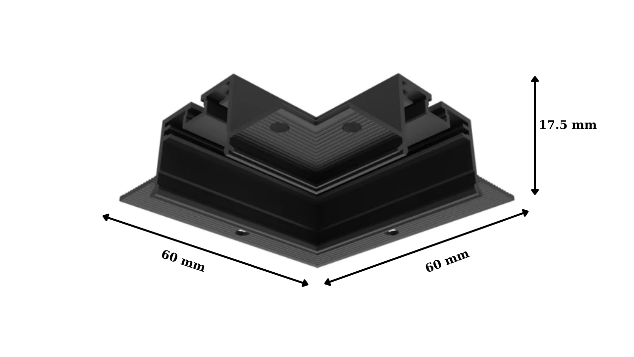 Kích thước đường ray lõm góc chữ L Trackline recessed L corner Philips 10cps