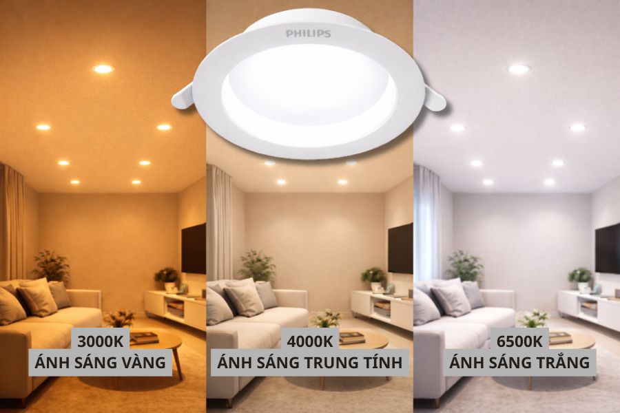 Đèn LED âm trần chóa sâu c Rc Rd D175 21W MESON Comfort Philips có 3 màu sắc ánh sáng phù hợp với từng nhu cầu sử dụng