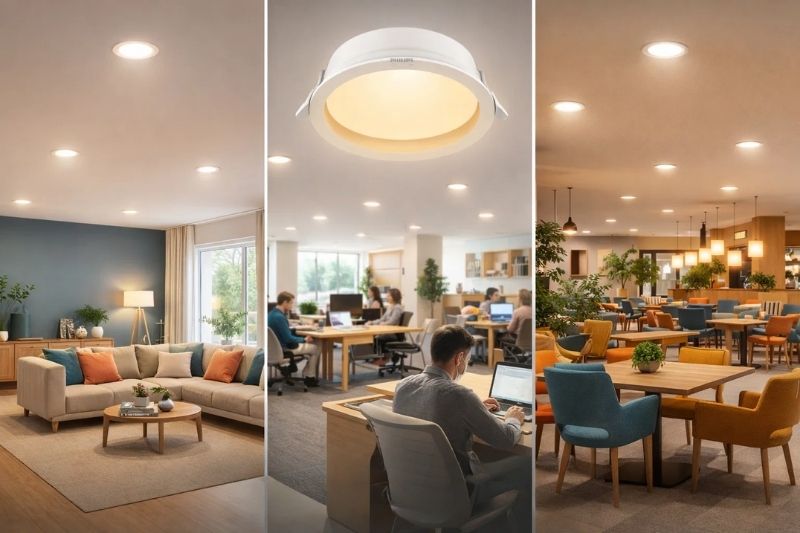 Đèn âm trần chóa sâu đổi màu 17W D150 Meson Philips kiểm soát ánh sáng tốt 