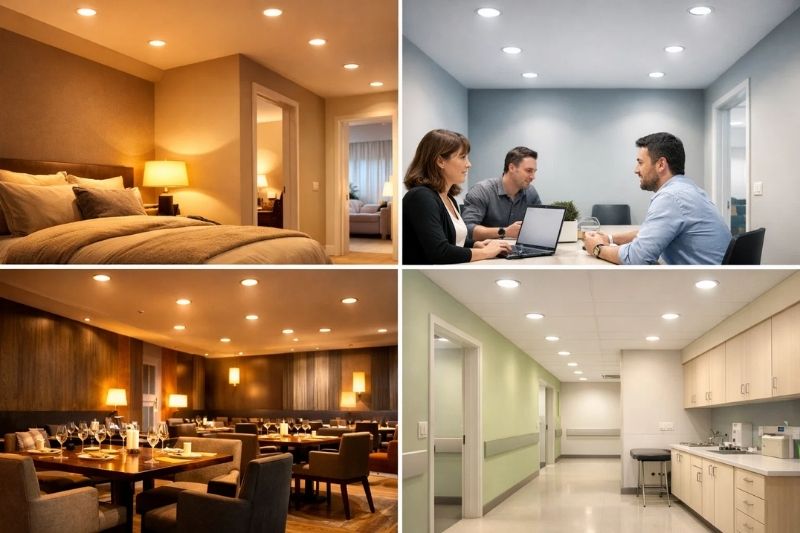 Ứng dụng của đèn âm trần chóa sâu đổi màu 9W D100 Meson Comfort Philips