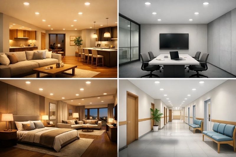 Ứng dụng của đèn âm trần chóa sâu đổi màu 13W D125 Meson Philips