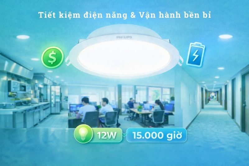 Đèn LED âm trần đổi màu 15W D150 DL190B Eridani tiết kiệm điện năng tiêu thụ